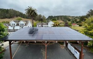 A solar system over a parking lot, a great example of gas generator alternatives on the market.